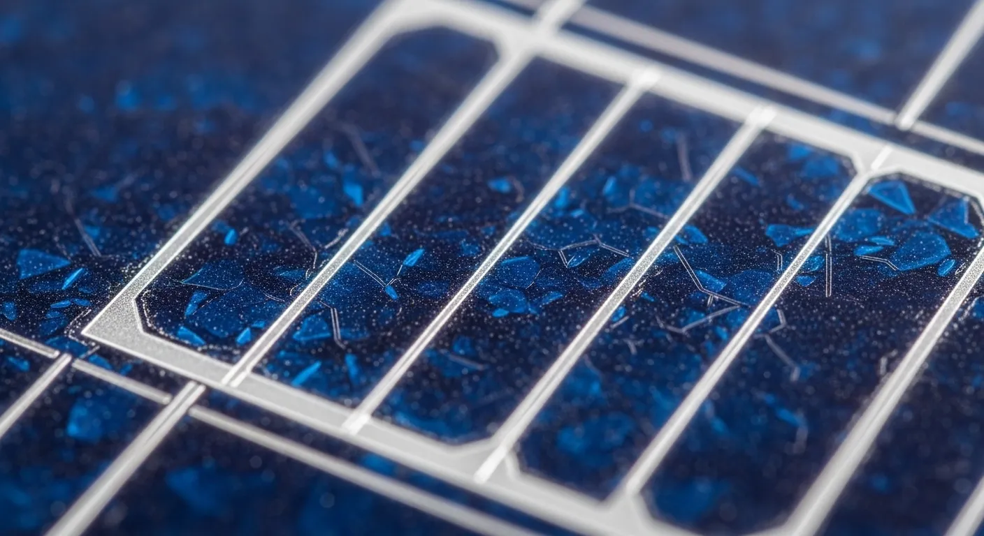 太陽光発電パネルのシリコンセル拡大写真