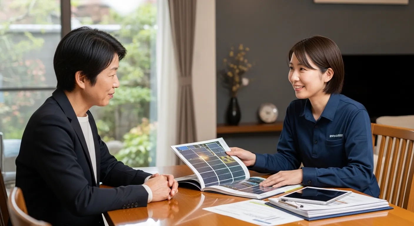 太陽光発電の施工業者による作業の様子