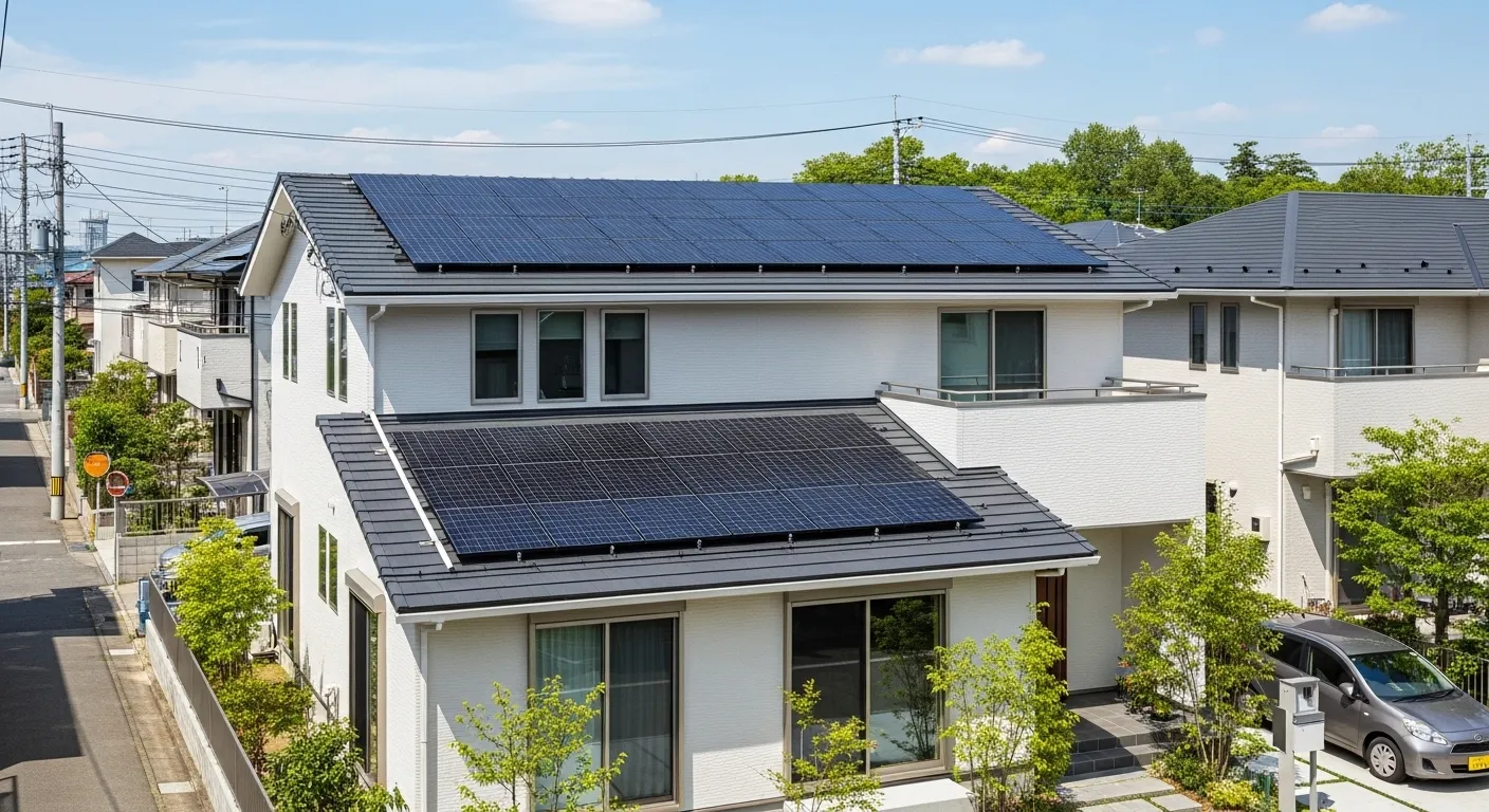 東京都内の住宅に設置された太陽光パネル